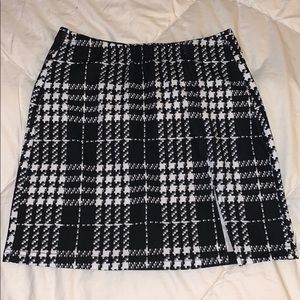 black plaid skirt